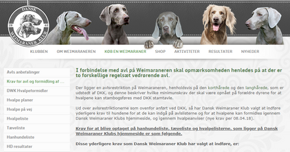 Avlsrestriktioner Weimaraner